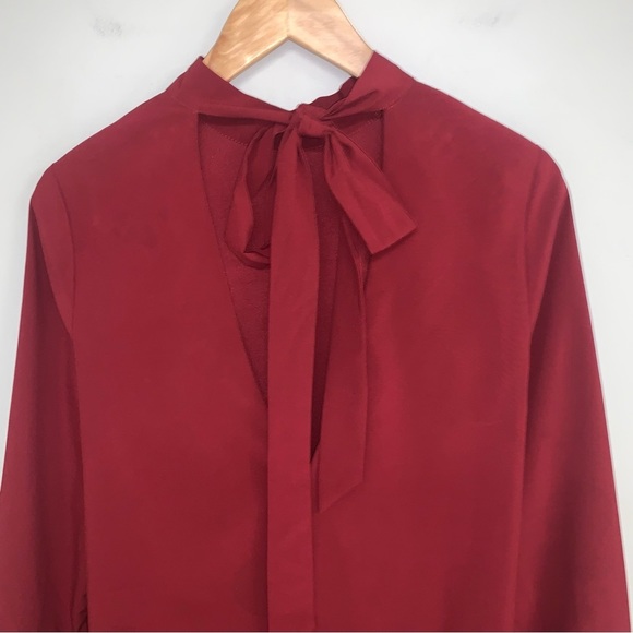 Lulus Dress Size Small Wine Red Long‎ Sleeve Oversized Flowy Flared Bell Sleeve - Picture 4 of 11